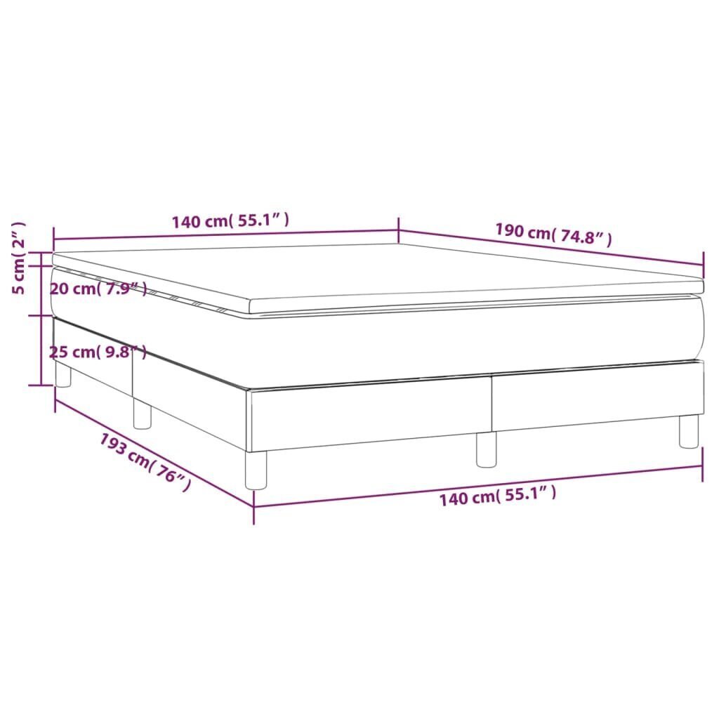 Sänky vidaXL, musta, 140 x 190 cm hinta ja tiedot | Sängyt | hobbyhall.fi