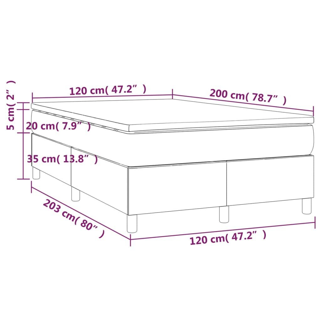 vidaXL Sänky jousilla ja patjalla, harmaa, 120x200cm, kangas hinta ja tiedot | Sängyt | hobbyhall.fi