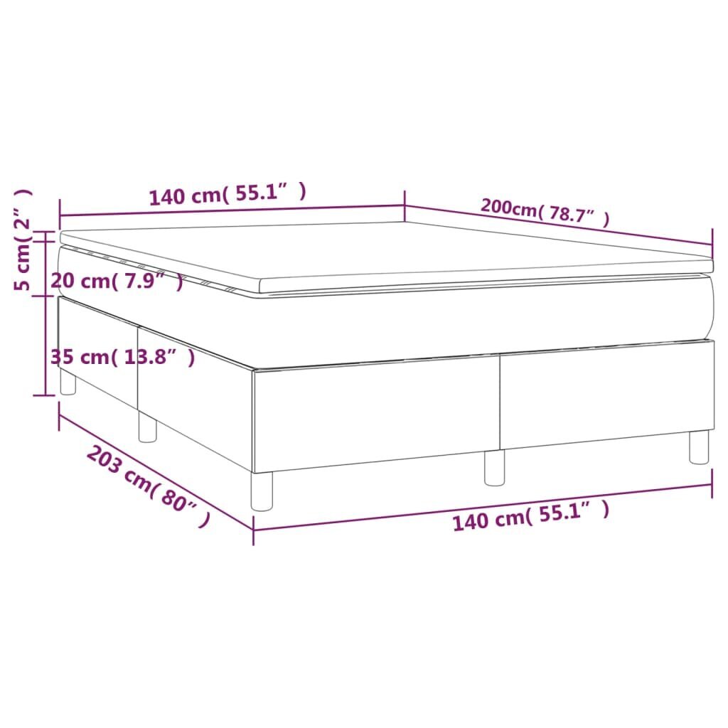 vidaXL Sänky jousilla ja patjalla, harmaa, 140x200cm, keinonahka hinta ja tiedot | Sängyt | hobbyhall.fi