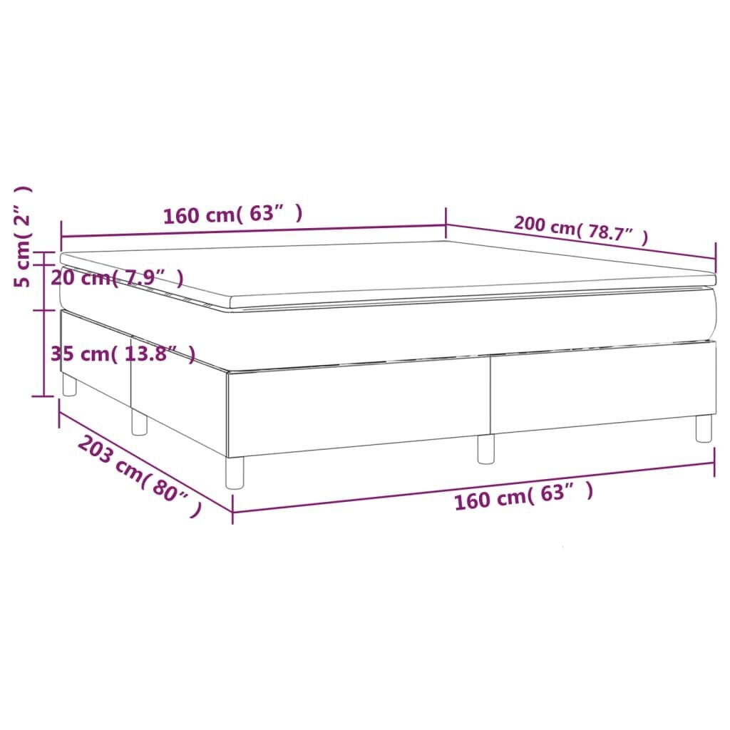 vidaXL Sänky jousilla ja patjalla, ruskea, 160x200cm, keinonahka hinta ja tiedot | Sängyt | hobbyhall.fi