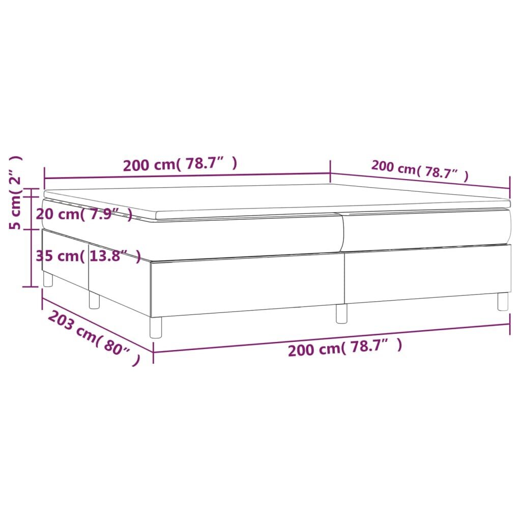 vidaXL Sänky jousilla ja patjalla, harmaa, 200x200cm, kangas hinta ja tiedot | Sängyt | hobbyhall.fi