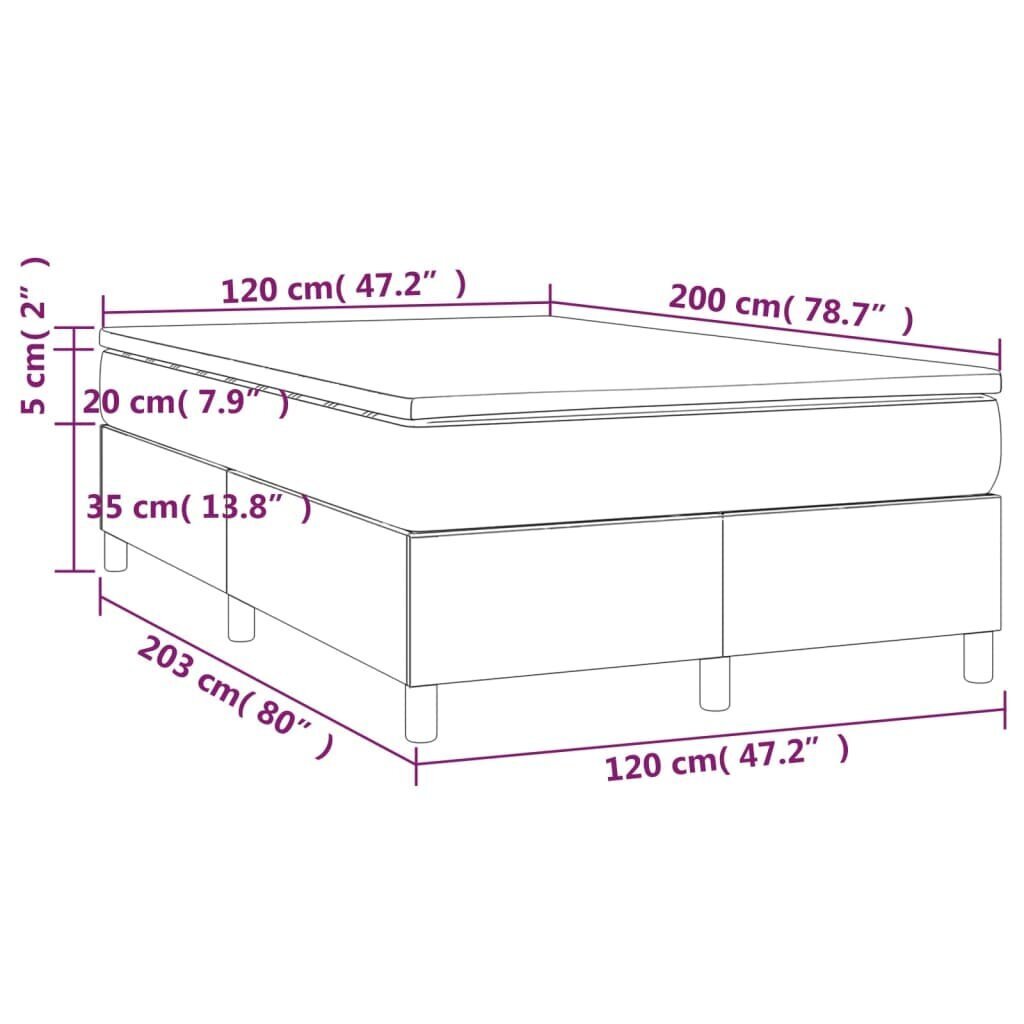 vidaXL Sänky jousilla ja patjalla, taupe, 120x200 cm, kangas hinta ja tiedot | Sängyt | hobbyhall.fi