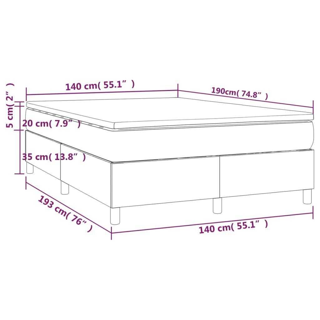 Sänky vidaXL, 140x190 cm, ruskea hinta ja tiedot | Sängyt | hobbyhall.fi