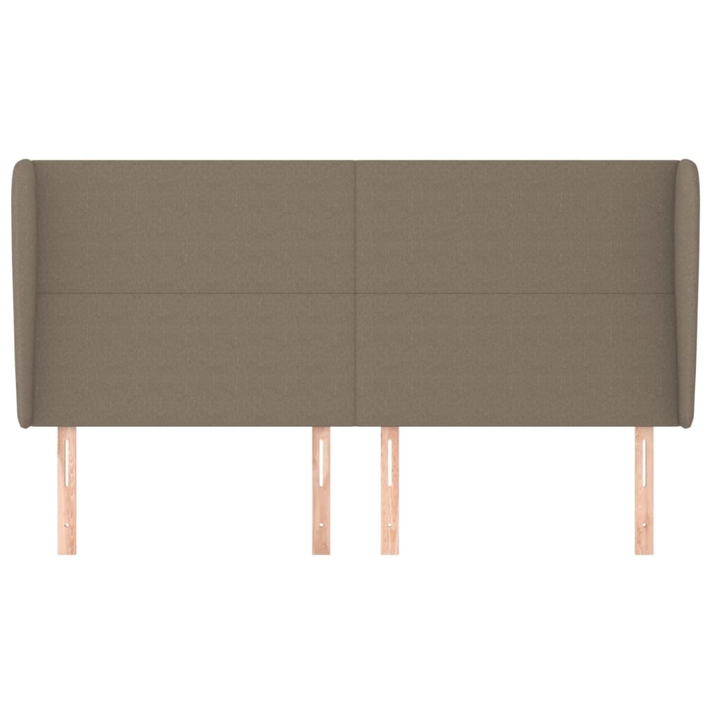 vidaXL Sängynpäädy korvilla, taupe, 183x23x118/128cm, kangas hinta ja tiedot | Sängyt | hobbyhall.fi