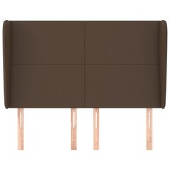 vidaXL pääty korvakkeilla, ruskea, 147x23x118/128cm, keinonahka hinta ja tiedot | Sängyt | hobbyhall.fi