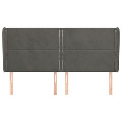 vidaXL pääty korvilla, harmaa, 163x23x118/128cm, samettia hinta ja tiedot | Sängyt | hobbyhall.fi