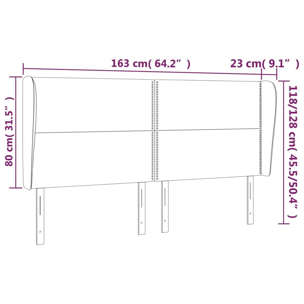 vidaXL pääty korvilla, vaaleanpunainen, 163x23x118/128cm, sametti hinta ja tiedot | Sängyt | hobbyhall.fi