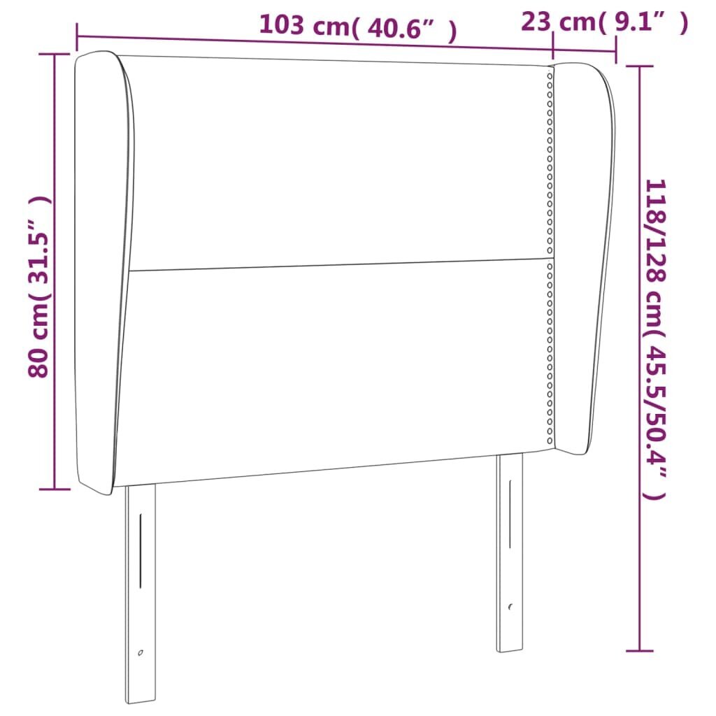 vidaXL pääty korvilla, valkoinen, 103x23x118/128cm, keinonahka hinta ja tiedot | Sängyt | hobbyhall.fi