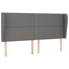 vidaXL Sängynpäädy korvakkeilla, harmaa, 183x23x118/128cm, keinonahka hinta ja tiedot | Sängyt | hobbyhall.fi