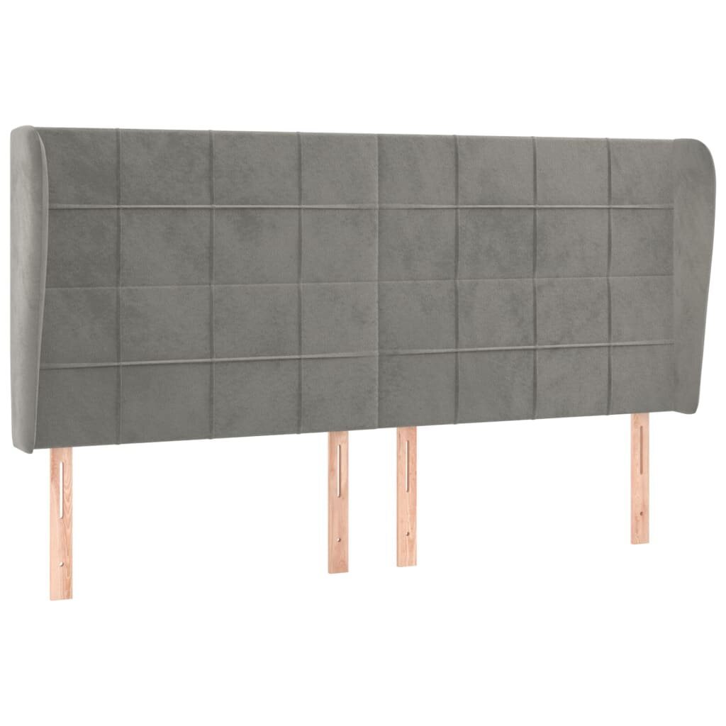 vidaXL pääty korvilla, harmaa, 163x23x118/128cm, samettia hinta ja tiedot | Sängyt | hobbyhall.fi