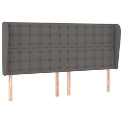 vidaXL Sängynpäädy korvakkeilla, harmaa, 183x23x118/128cm, keinonahka hinta ja tiedot | Sängyt | hobbyhall.fi