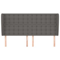 vidaXL Sängynpäädy korvakkeilla, harmaa, 183x23x118/128cm, keinonahka hinta ja tiedot | Sängyt | hobbyhall.fi