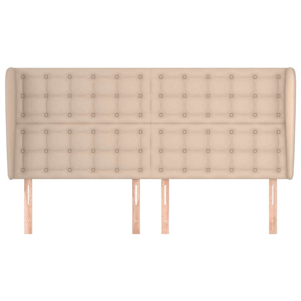 vidaXL Sängynpäädy korvakkeilla, cappuccino, 183x23x118/128cm, tekonahkaa hinta ja tiedot | Sängyt | hobbyhall.fi