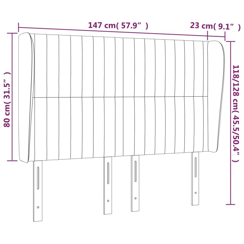 vidaXL pääty korvilla, vihreä, 147x23x118/128cm, sametti hinta ja tiedot | Sängyt | hobbyhall.fi