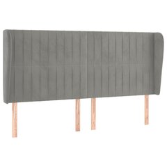 vidaXL pääty korvilla, harmaa, 163x23x118/128cm, samettia hinta ja tiedot | Sängyt | hobbyhall.fi