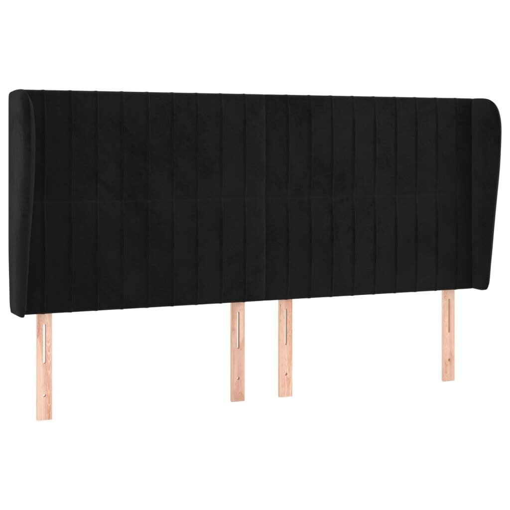 vidaXL pääty korvilla, musta, 183x23x118/128cm, sametti hinta ja tiedot | Sängyt | hobbyhall.fi