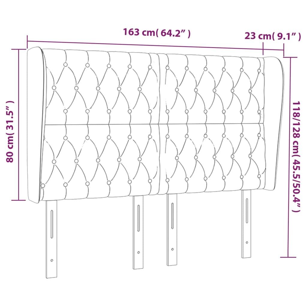 vidaXL pääty korvilla, musta, 163x23x118/128cm, kangas hinta ja tiedot | Sängyt | hobbyhall.fi