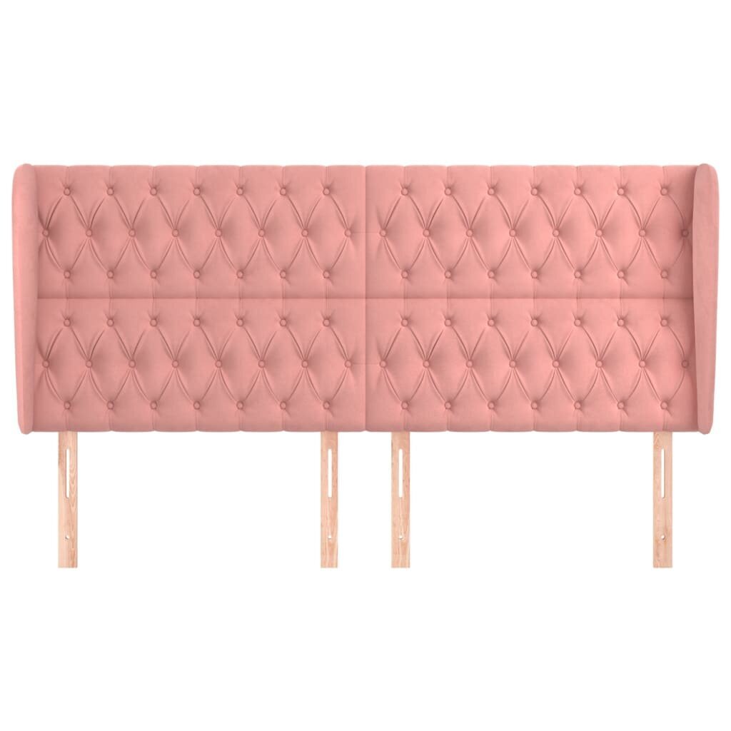 vidaXL pääty korvilla, pinkki, 203x23x118/128cm, sametti hinta ja tiedot | Sängyt | hobbyhall.fi