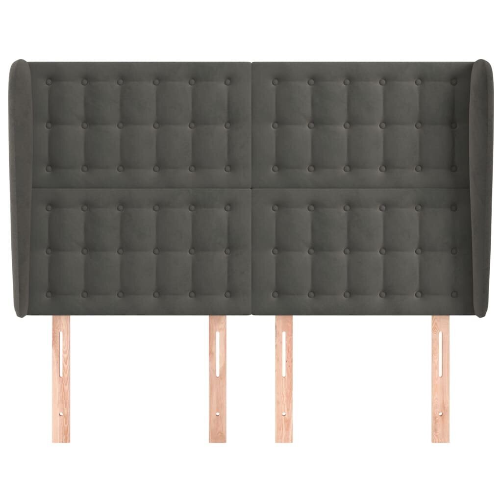 vidaXL pääty korvilla, harmaa, 147x23x118/128cm, samettia hinta ja tiedot | Sängyt | hobbyhall.fi