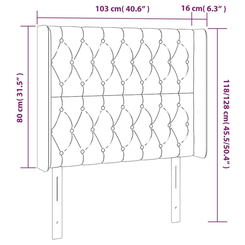 vidaXL pääty korvilla, sininen, 103x16x118/128cm, kangas hinta ja tiedot | Sängyt | hobbyhall.fi