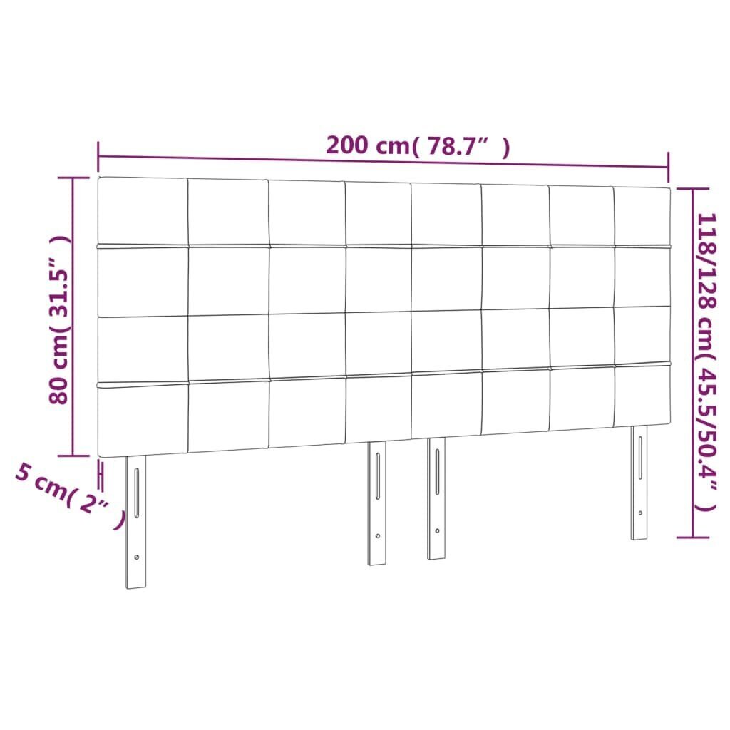 Sängynpääty vidaXL, sametti, 4 kpl, 100x5x78/88cm, tummanharmaa hinta ja tiedot | Sängyt | hobbyhall.fi