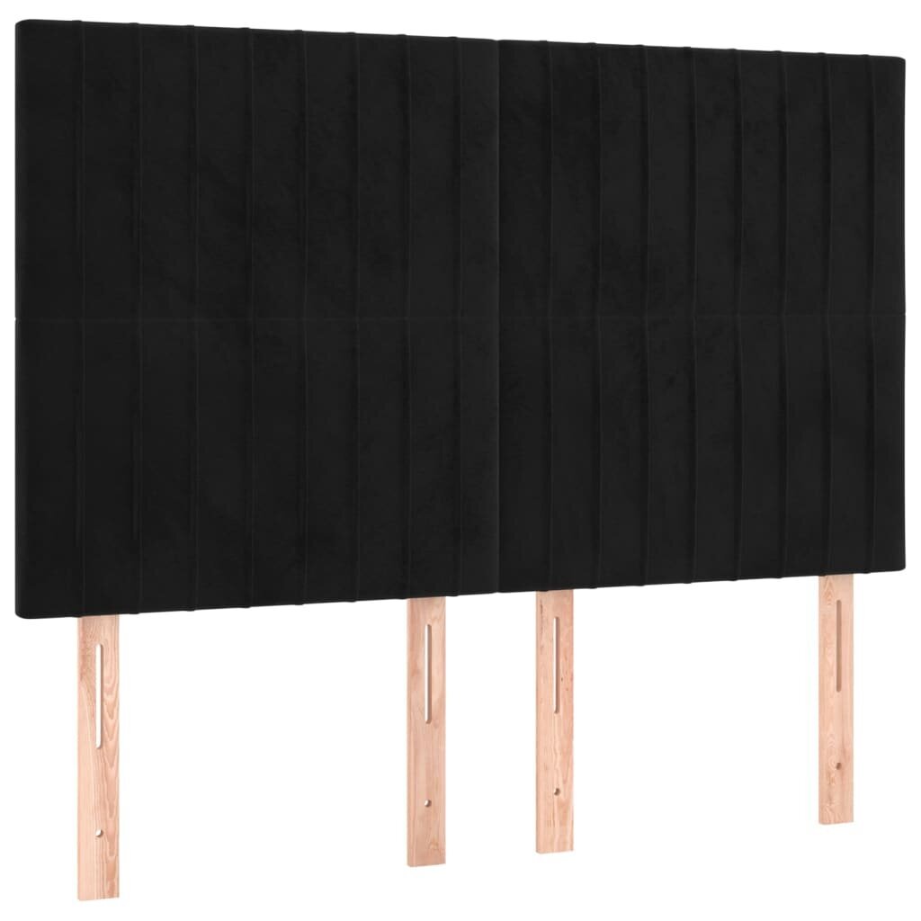 vidaXL sängynpäädyt, 4 kpl, musta, 72x5x78/88cm, samettia hinta ja tiedot | Sängyt | hobbyhall.fi