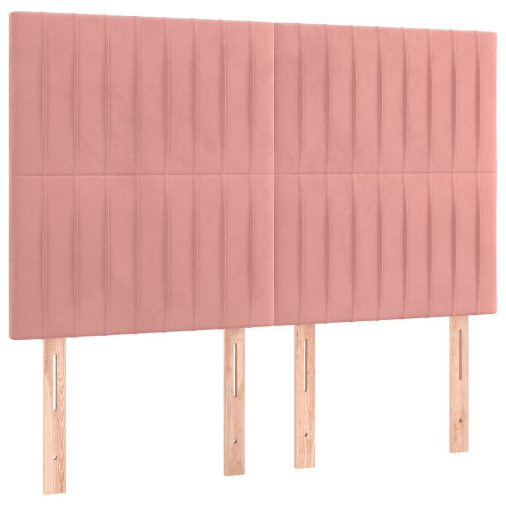 vidaXL pääty, 4 kpl pinkki väri, 72x5x78/88cm, sametti hinta ja tiedot | Sängyt | hobbyhall.fi