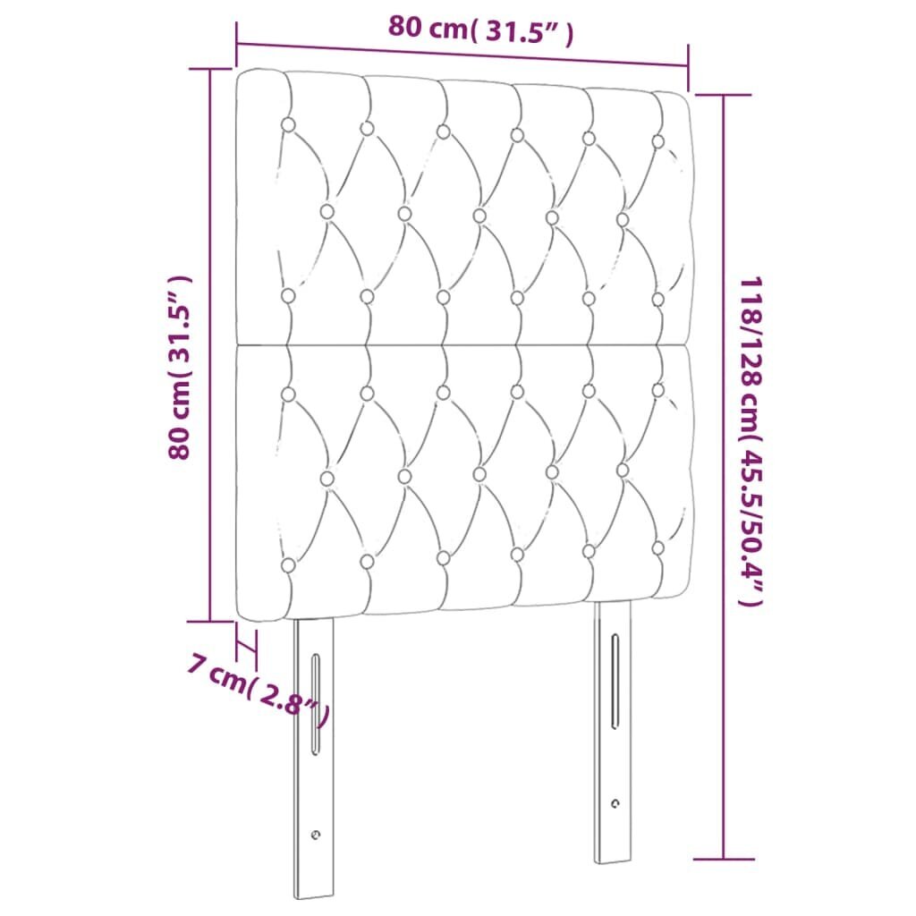 vidaXL pääty, 2 kpl pinkki, 80x7x78/88cm, sametti hinta ja tiedot | Sängyt | hobbyhall.fi