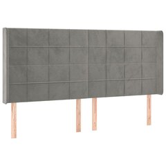 Sängynpääty korvilla vidaXL, sametti, 203x16x118/128 cm, harmaa hinta ja tiedot | Sängyt | hobbyhall.fi