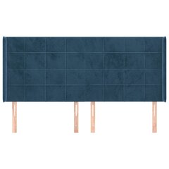 Sängynpääty korvilla vidaXL, sametti, 203x16x118/128 cm, sininen hinta ja tiedot | Sängyt | hobbyhall.fi