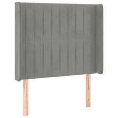 vidaXL pääty korvilla, harmaa, 103x16x118/128 cm, samettia hinta ja tiedot | Sängyt | hobbyhall.fi