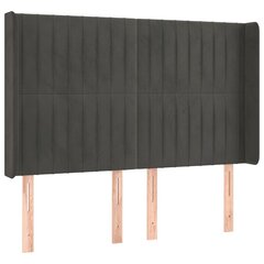 vidaXL pääty korvilla, tummanharmaa, 147x16x118/128cm, samettia hinta ja tiedot | Sängyt | hobbyhall.fi