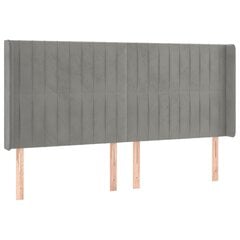 vidaXL pääty korvilla, harmaa, 203x16x118/128 cm, sametti hinta ja tiedot | Sängyt | hobbyhall.fi