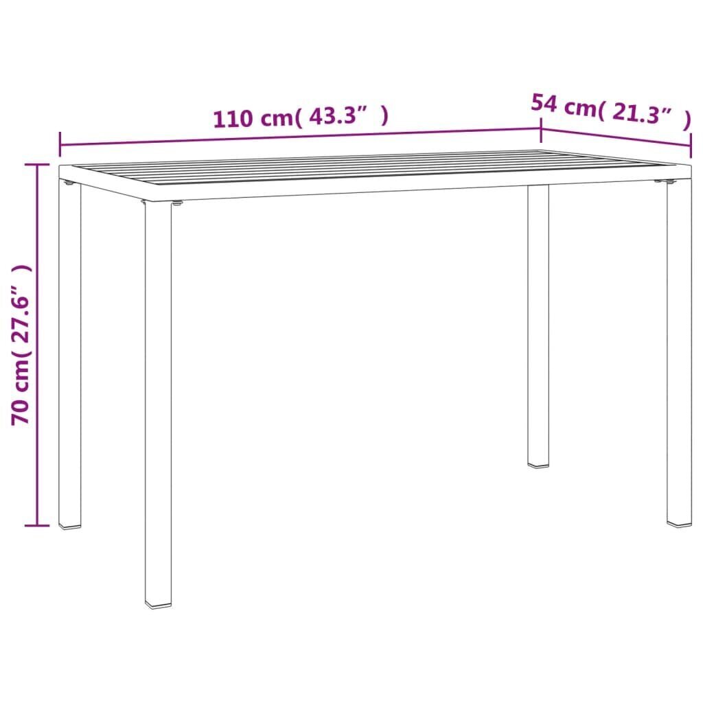 vidaXL Puutarhan ruokapöytä antrasiitti 110x54x70 cm teräs hinta ja tiedot | Puutarhapöydät | hobbyhall.fi