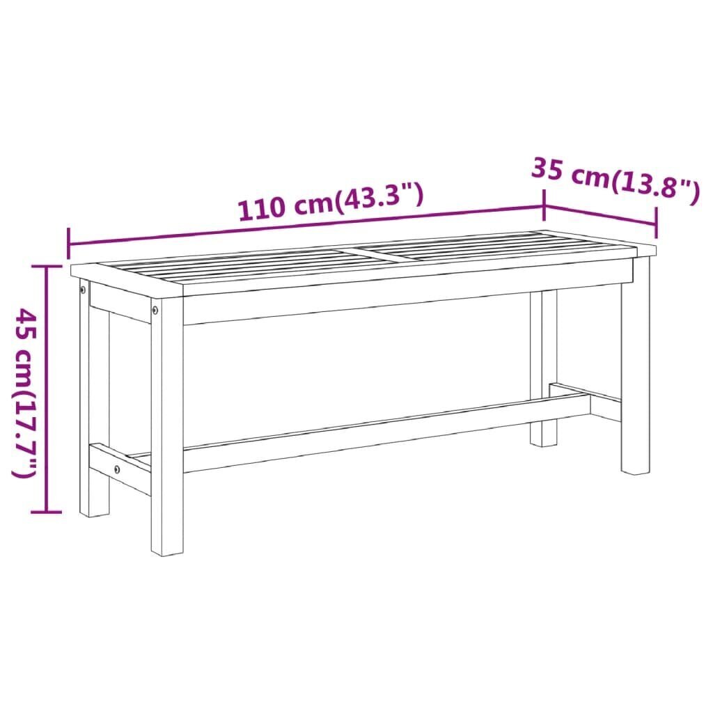 vidaXL Puutarhapenkki 110x35x45 cm täysi akasiapuu hinta ja tiedot | Puutarhapenkit | hobbyhall.fi