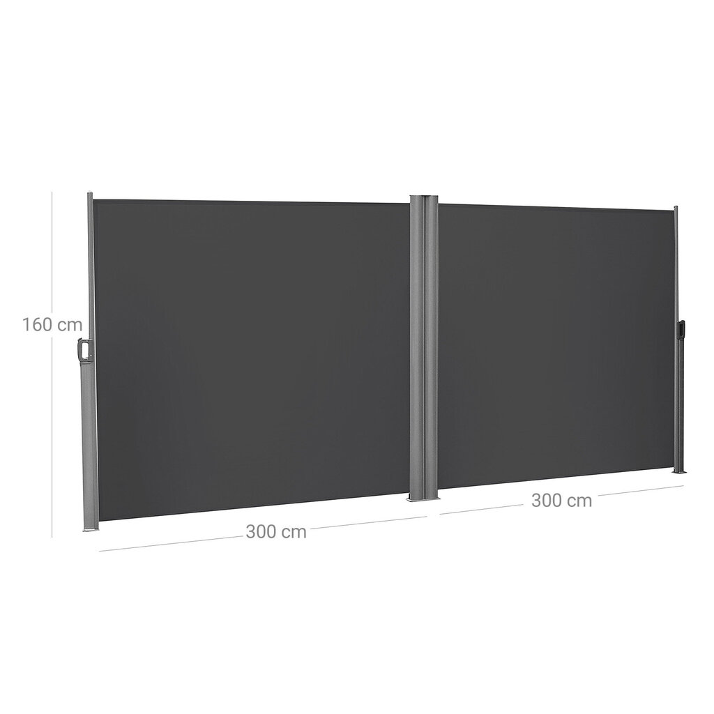 Kaksipuolinen markiisi 160 x 600 cm, väri harmaa hinta ja tiedot | Aurinkovarjot ja markiisit | hobbyhall.fi