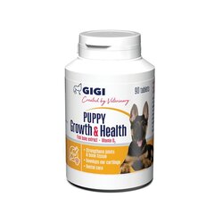 Gigi papildas šuniukams tabletėmis Puppy Growth & Health, 90 vnt. hinta ja tiedot | Koiran terveys ja hyvinvointi | hobbyhall.fi
