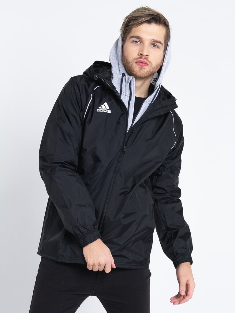 Adidas Takit Core18 Rn Jkt Black hinta ja tiedot | Miesten ulkoilutakit | hobbyhall.fi