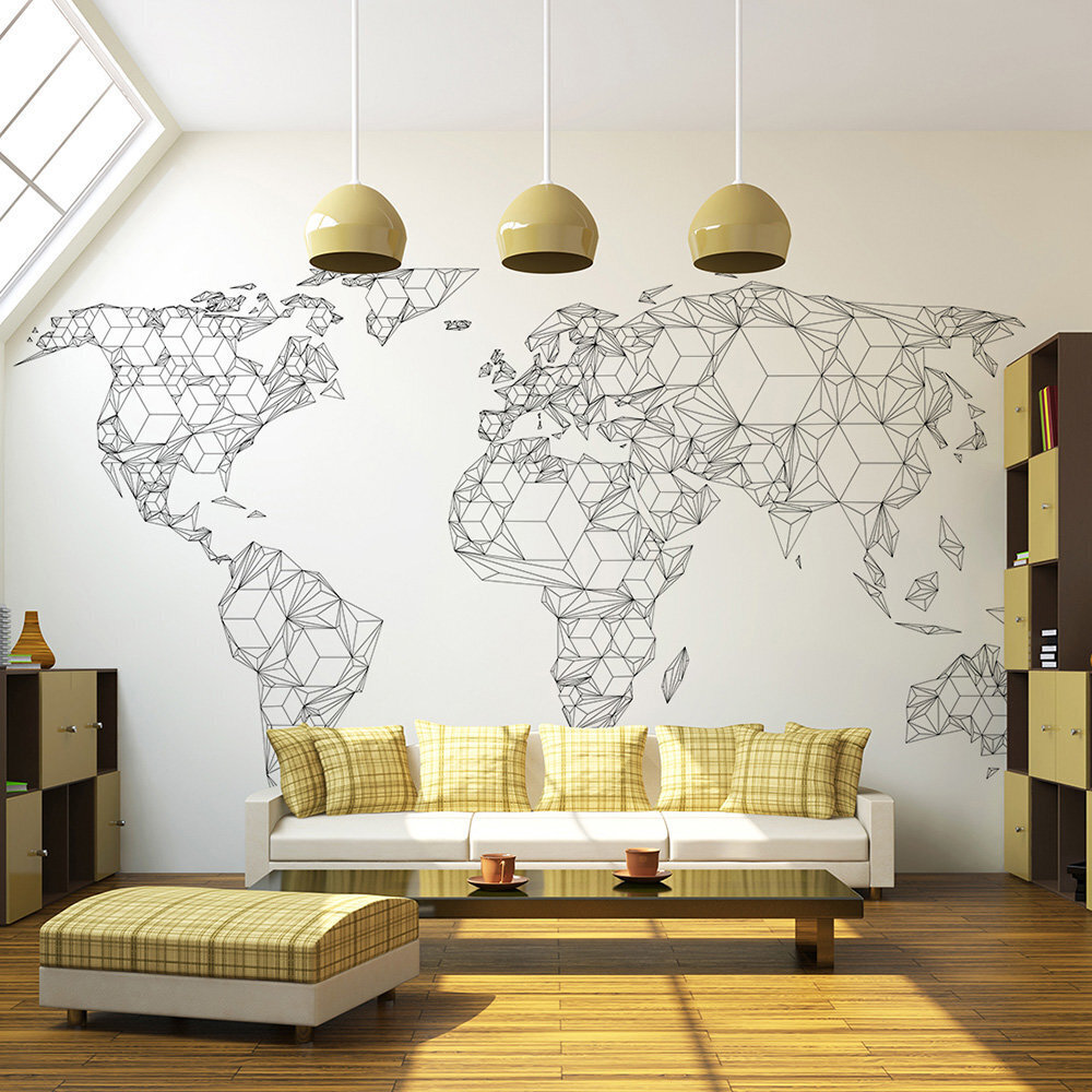 Valokuvatapetti - Map of the World - white solids 550x270 cm hinta ja tiedot | Valokuvatapetit | hobbyhall.fi