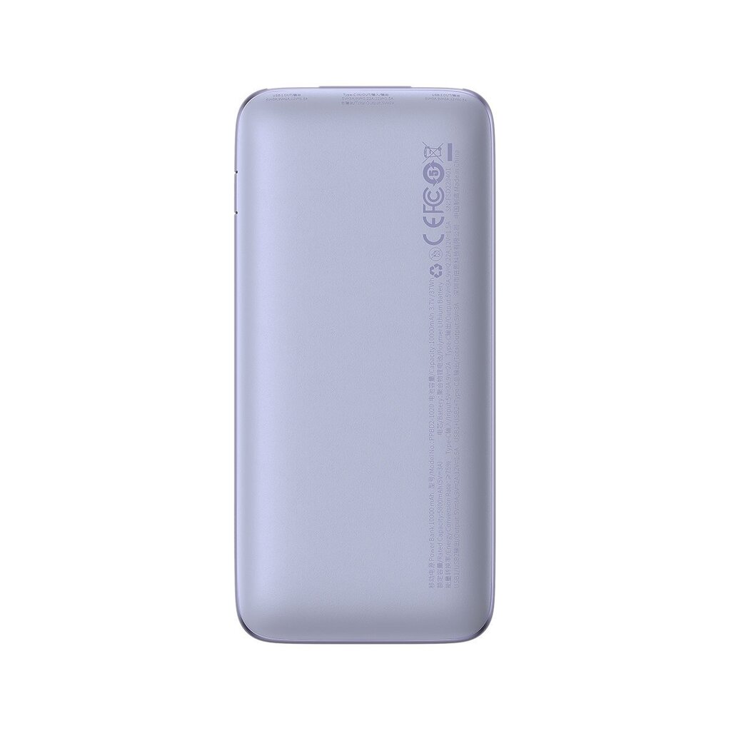 Virta-akku, Baseus, 10000 mAh., 20 W., USB 3A kaapeli 0,3 m., violetti hinta ja tiedot | Varavirtalähteet | hobbyhall.fi