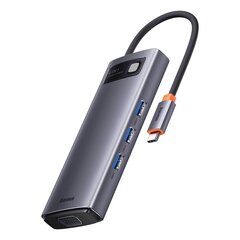 Liitäntäasema, 6in1, Baseus USB-C HDMI, 3xUSB, 3.2 Power Delivery VGA, harmaa hinta ja tiedot | Adapterit | hobbyhall.fi