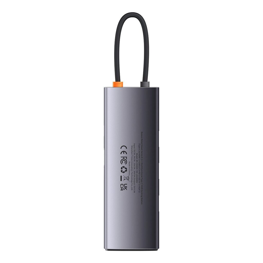 Telakointiasema, 8in1, Baseus HUB, USB-C 1xHDMI, 3xUSB 3.2, 1xPower Delivery, SD-kortinlukija, TF-kortinlukija, VGA, harmaa hinta ja tiedot | Adapterit | hobbyhall.fi