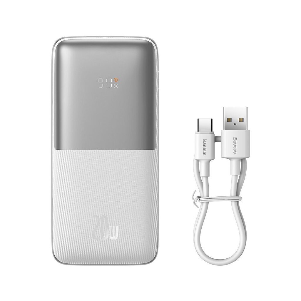 Virta-akku, Baseus, 10000 mAh., 20 W., USB-C 3A USB-kaapelilla 0,3 m, harmaa hinta ja tiedot | Varavirtalähteet | hobbyhall.fi