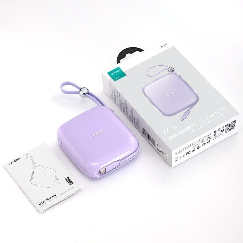 Virta-akku, Joyroom Jelly Series JR-L0021, USB-C-kaapelilla, 10000 mAh., 22,5 W., violetti hinta ja tiedot | Varavirtalähteet | hobbyhall.fi