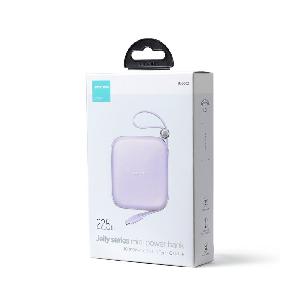 Virta-akku, Joyroom Jelly Series JR-L0021, USB-C-kaapelilla, 10000 mAh., 22,5 W., violetti hinta ja tiedot | Varavirtalähteet | hobbyhall.fi