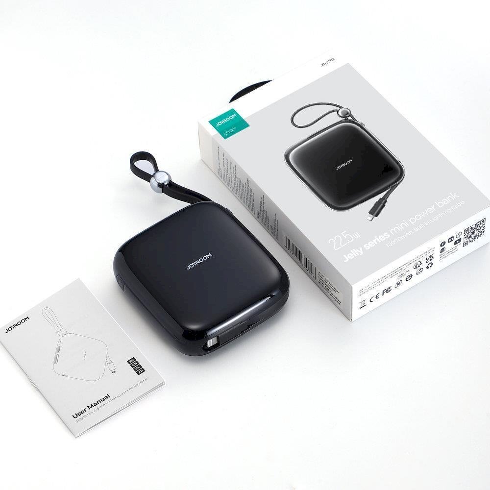 Virta-akku, Joyroom Jelly Series JR-L0031, 10000 mAh., Jelly Series, 22,5 W., Iphone Lightning-kaapeli, musta hinta ja tiedot | Varavirtalähteet | hobbyhall.fi