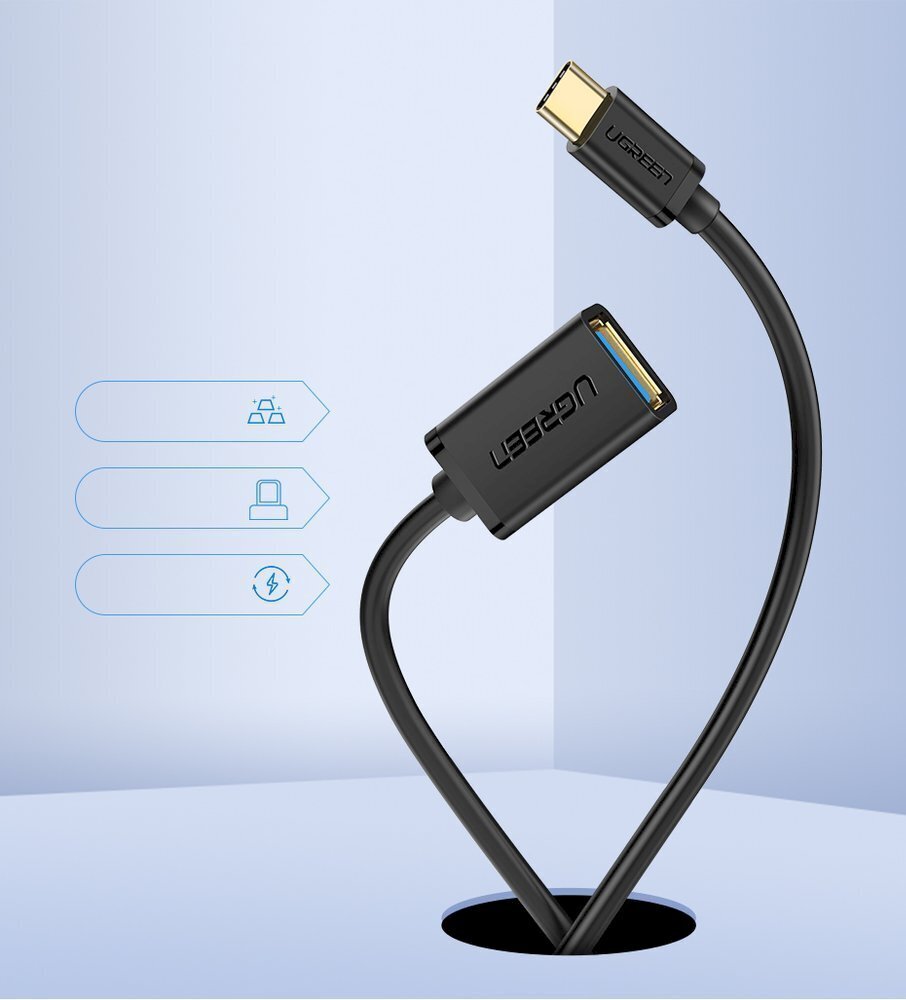 Adapteri OTG-kaapeli, Ugreen, USB 3.0 - USB-C, musta hinta ja tiedot | Adapterit | hobbyhall.fi