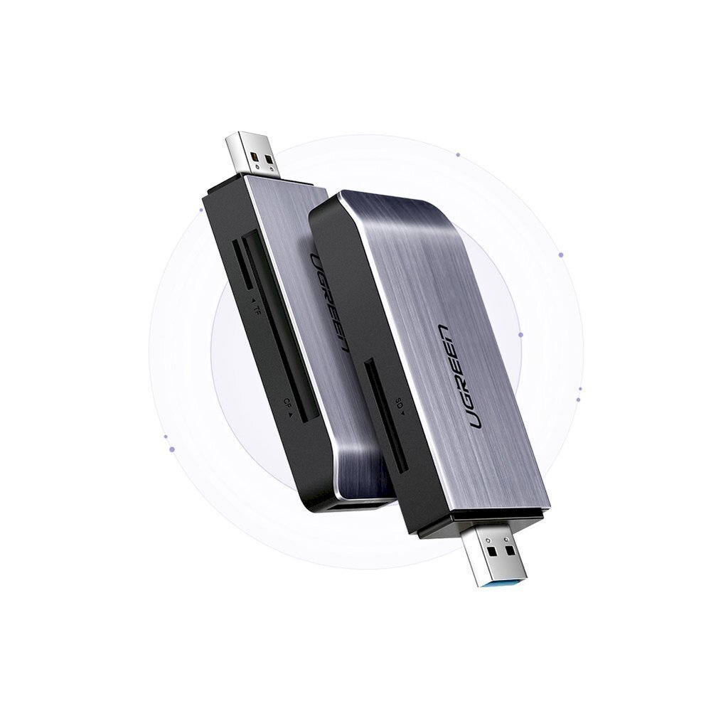 Muistikortinlukija, Ugreen, SD / micro SD / CF / MS USB 3.0 pistoke, harmaa hinta ja tiedot | Adapterit | hobbyhall.fi