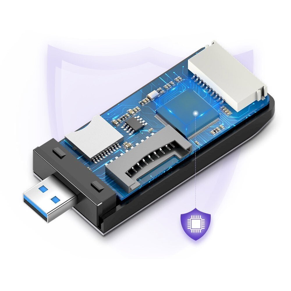 Muistikortinlukija, Ugreen, SD / micro SD / CF / MS USB 3.0 pistoke, harmaa hinta ja tiedot | Adapterit | hobbyhall.fi