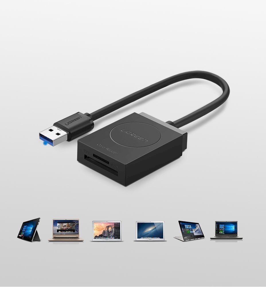 Muistikortinlukija, Ugreen, SD / micro SD pistoke USB 3.0 15 cm, musta hinta ja tiedot | Adapterit | hobbyhall.fi